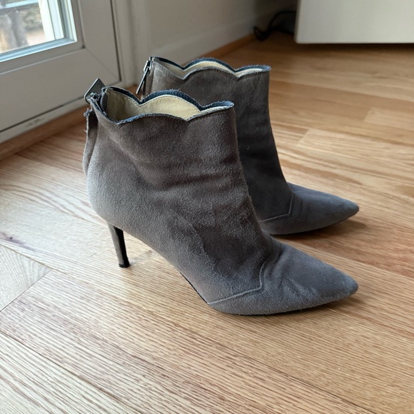 Bruno Magli Shoes - Bruno Magli Alice Scalloped Bootie in Grey Suede Ankle Boots Made in Italy Sz 39